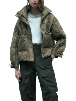 Женская теплая стеганая куртка с капюшоном и застежкой-молнией, стильное зимнее пуховое пальто для активного отдыха