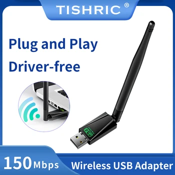TISHRIC 150M Беспроводная Сетевая карта Без драйвера Usb Wifi Адаптер Для Настольного ПК Ноутбука Wifi Антенна USB Ethernet Приемник