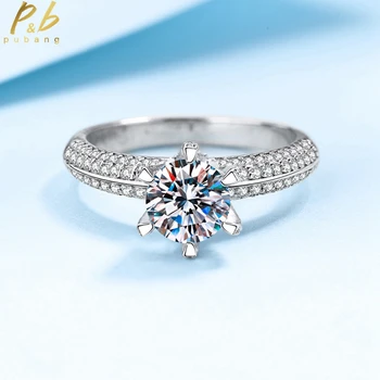 PuBang Fine Jewelry, твердое серебро 925 пробы, Роскошное кольцо с бриллиантом из муассанита для женщин, подарок на годовщину помолвки, Бесплатная доставка
