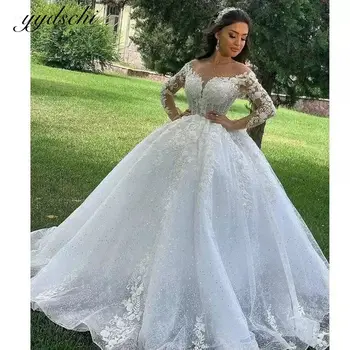 Свадебные платья принцессы для женщин, вечеринка 2023, Элегантное Свадебное платье с аппликацией из тюля, расшитое бисером, Блестки, кружево, Vestido De Novia