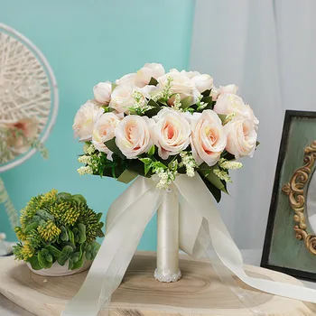 Свадебный букет для Невесты, Шелковые розы для подружки Невесты, Искусственные цветы, Свадебный букет из Роз, Свадебные Аксессуары