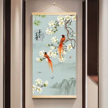 Настенная роспись в китайском стиле с пейзажем, Винтажные декоративные плакаты для гостиной, Настенное искусство, наклейки для домашнего офиса, Гобелен