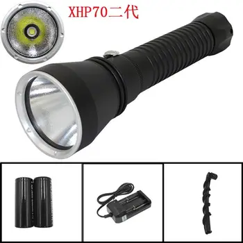 Водонепроницаемый фонарик для дайвинга XHP70 LED white light underwater sucba dive photography фонарь для подводной охоты + 2x22650 + зарядное устройство