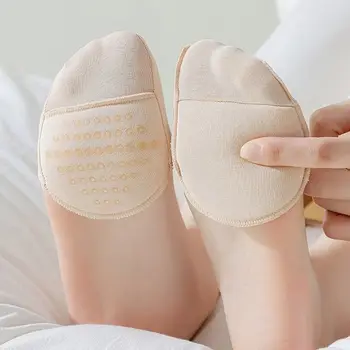 Силиконовые нескользящие носки для передней части стопы, Хлопчатобумажные Чулочно-носочные изделия, Женские носки-лодочки, женские носки на половину стопы, Дышащие носки для ног