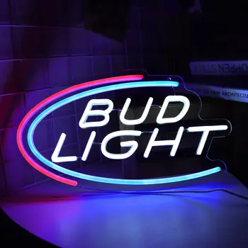 Неоновая вывеска Bud Light для декора стен в баре Pub Club, светодиодный светильник ручной работы для домашнего бара и настенного художественного освещения в пещере человека