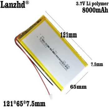 1-12 шт 3,7 В литий-полимерный 8000 мАч 7565121 Мягкий аккумулятор в упаковке Для Power Bank Bluetooth Колонки Планшет DVD аккумулятор 7566121