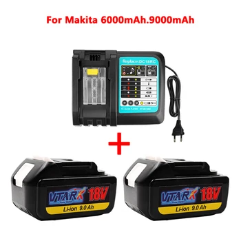 С Зарядным устройством BL1860 Аккумуляторная Батарея 18 V 6-9 mAh Литий-ионная для Makita 18v Аккумулятор 6ah BL1840 BL1850 BL1830 BL1860B LXT400