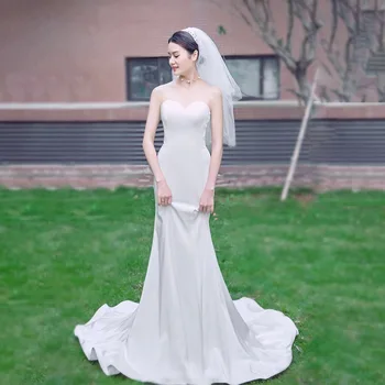 Простое свадебное платье Русалки без рукавов и бретелек для женщин 2023, Свадебные платья с сексуальным пятном, vestido de noiva robe de mariée