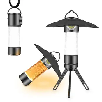 Светодиодный рабочий светильник, 5 режимов, походная лампа, Портативный фонарь на крючке, аварийное освещение, встроенный аккумулятор, фонарик со штативом